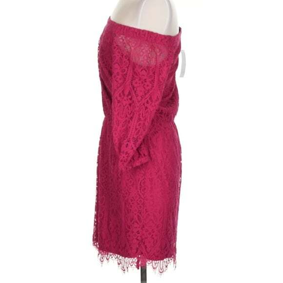 White House Black Market Off The Shoulder Red Lace Dress New Size 2 - Picture 6 of 6